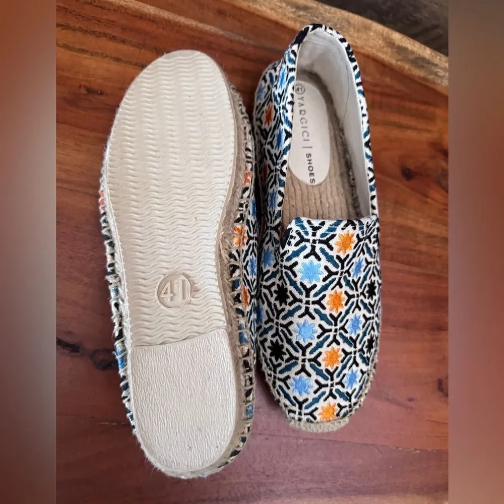 Yargici espadrilles  canvas colorful slip ons sz 41/10 EUC no wear